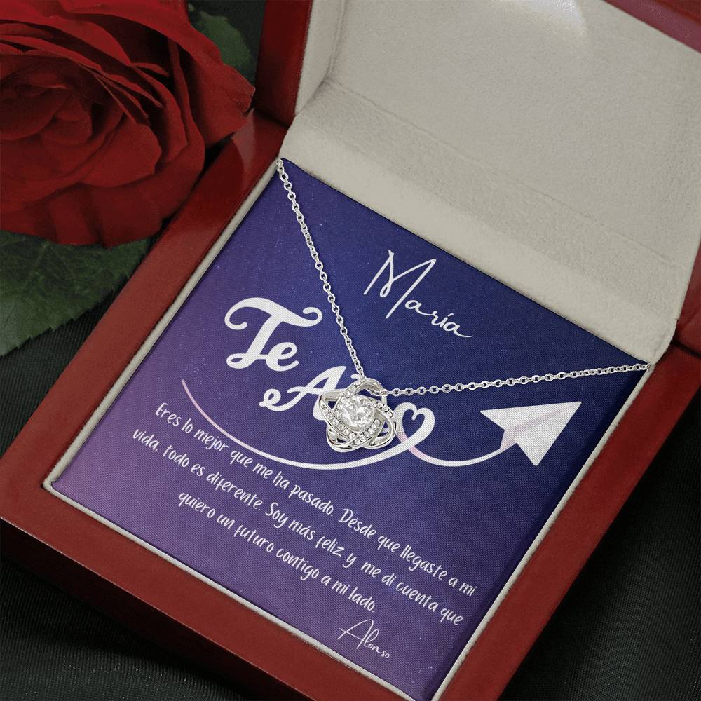 Eres lo mejor que me ha pasado. Desde que llegaste… - Collar Nudo de Amor para tu persona favorita. Jewelry/LoveKnot Caja de Madera de Lujo con luz Mahogany 