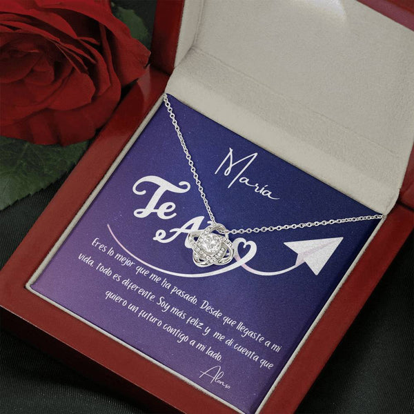 Eres lo mejor que me ha pasado. Desde que llegaste… - Collar Nudo de Amor para tu persona favorita. Jewelry/LoveKnot Caja de Madera de Lujo con luz Mahogany 