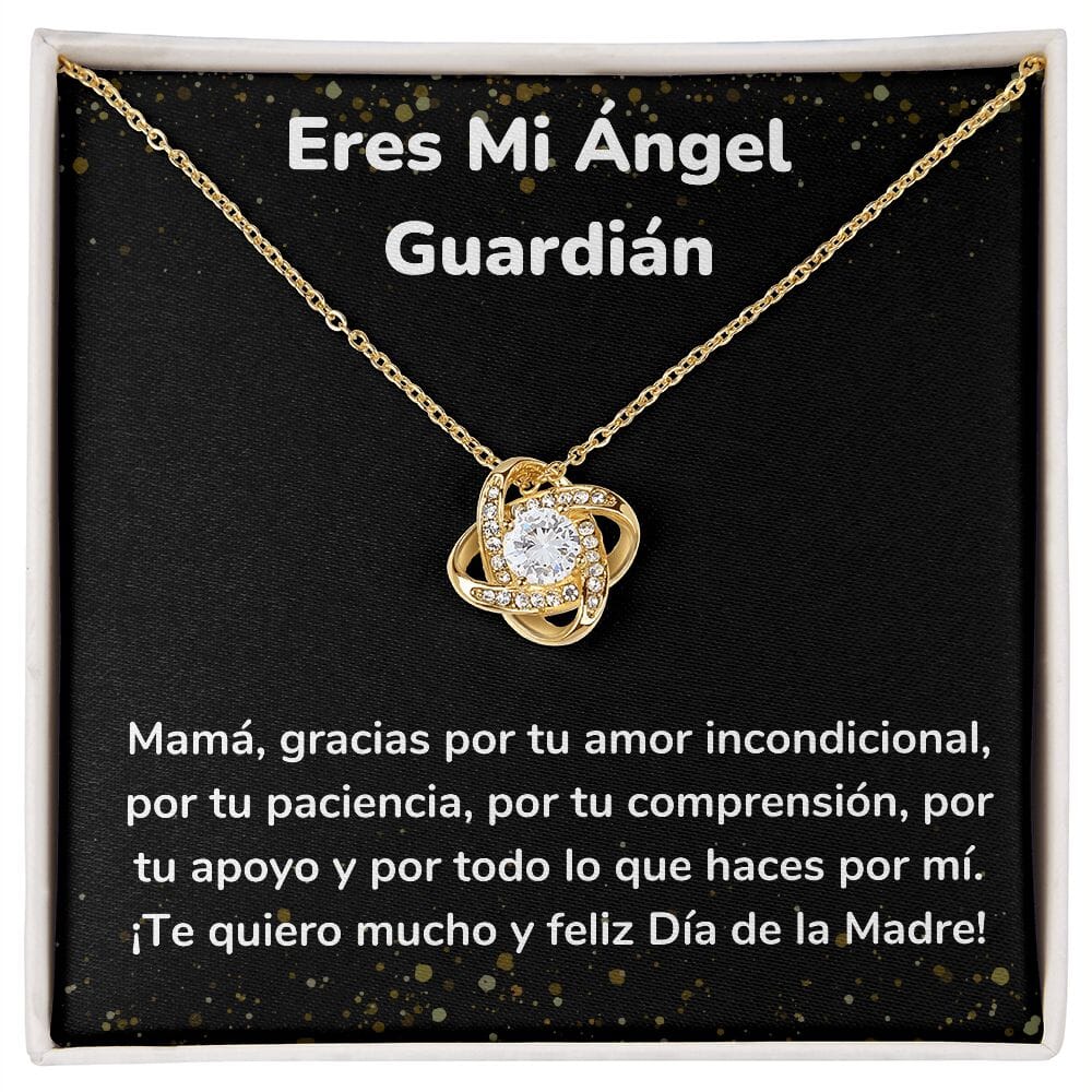 Eres Mi Ángel Guardián -Collar para Mamá (Nudo de Amor) Love Knot Jewelry/LoveKnot Acabado en Oro Amarillo de 18 quilates. Cajita Estándar (Gratis) 