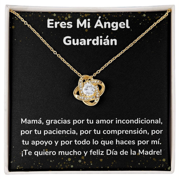 Eres Mi Ángel Guardián -Collar para Mamá (Nudo de Amor) Love Knot Jewelry/LoveKnot Acabado en Oro Amarillo de 18 quilates. Cajita Estándar (Gratis) 