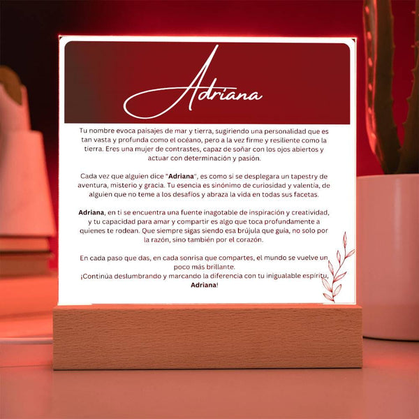 Esencia de Adriana": Lámpara de Acrílico Personalizado de Lujo Acrylic/Square ShineOn Fulfillment 