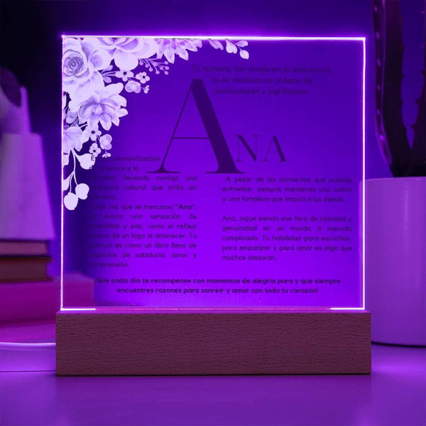 Esencia de Ana - Placa de Acrílico con Base LED Acrylic/Square ShineOn Fulfillment 