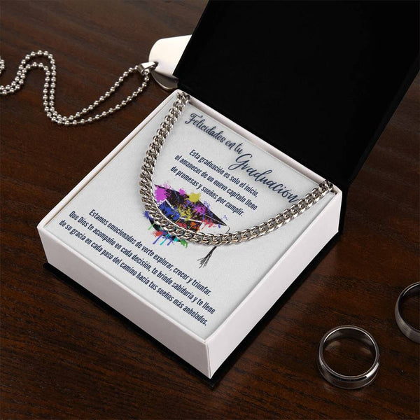 Eslabones de Amor y Sueños: Un Regalo de Graduación que Ilumina el Camino Jewelry/CubanLink Acero Inoxidable Standard Box 