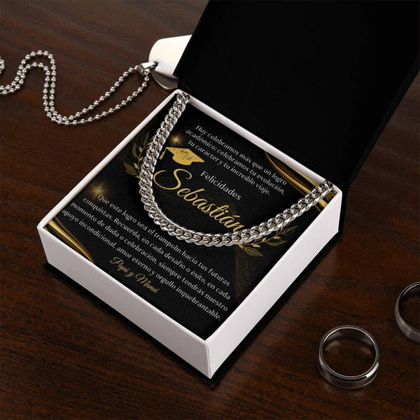 Eslabones de Orgullo: Un Regalo de Amor y Futuro para el Graduado Jewelry/CubanLink Acero Inoxidable Standard Box 