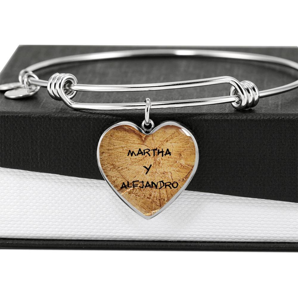 Esta pulsera le encantará a tu pareja - Pulsera personalizada con los nombres de los enamorados. Jewelry Brazalete de Corazón Colgante (.316 Acero Quirúrgico) 