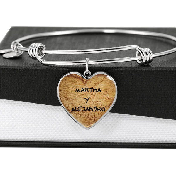 Esta pulsera le encantará a tu pareja - Pulsera personalizada con los nombres de los enamorados. Jewelry Brazalete de Corazón Colgante (.316 Acero Quirúrgico) 