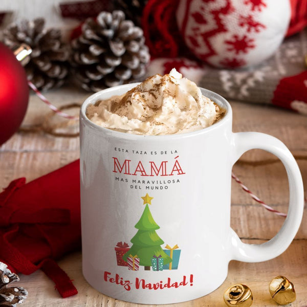 Esta taza es de la Mamá más maravillosa del mundo. Feliz Navidad Coffee Mug Regalos.Gifts 