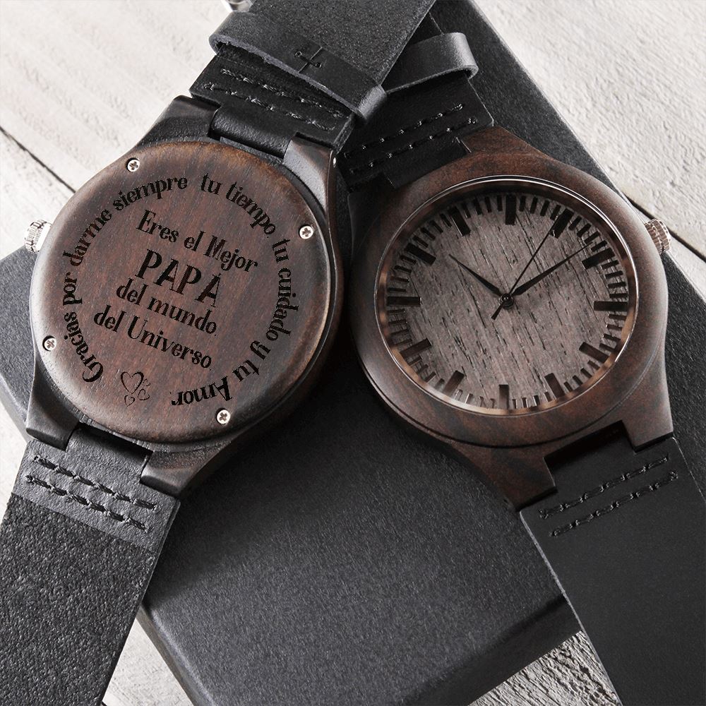 Este es el Reloj que tu papá amará, con un mensaje para él - Reloj de Madera Grabado Watches ShineOn Fulfillment Cajita Estandard 
