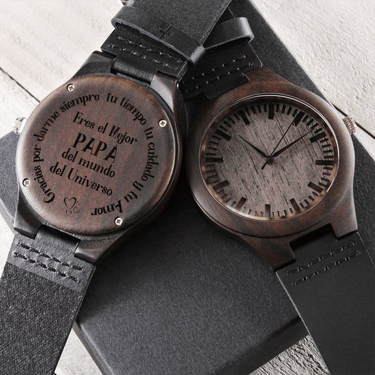 Este es el Reloj que tu papá amará, con un mensaje para él - Reloj de Madera Grabado Jewelry/Watch Cajita Estandard 