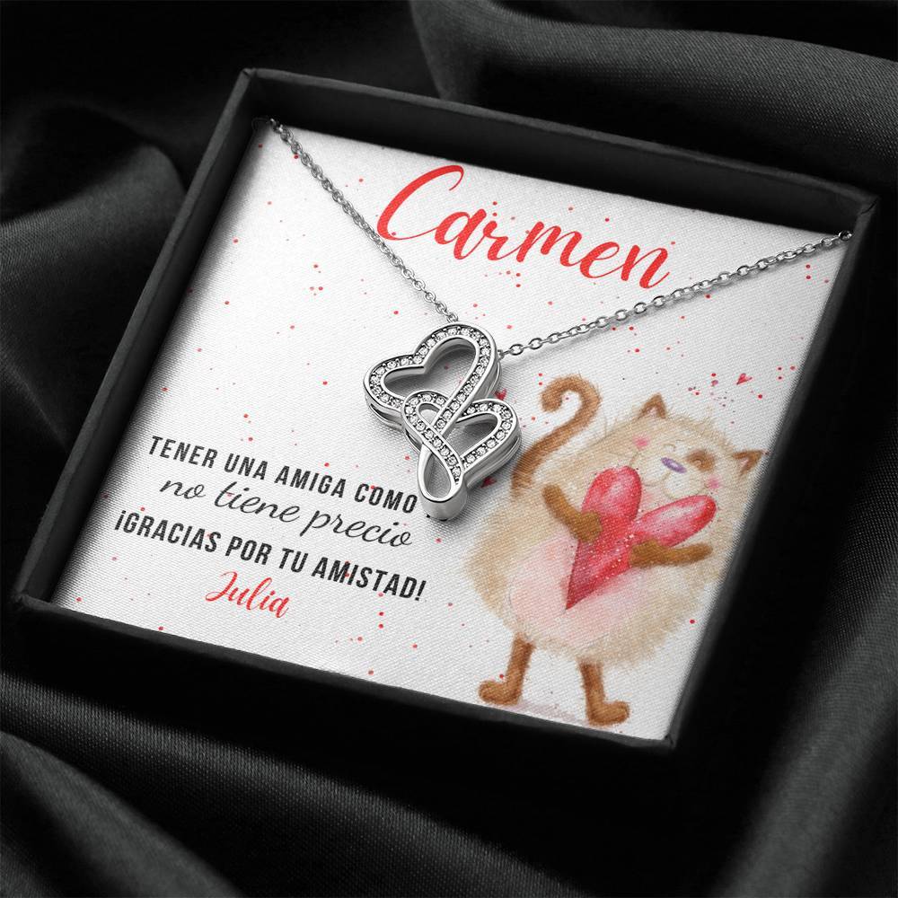 Este regalo es para esa Amiga Especial que siempre está para ti… Collar 2 corazones Dobles. Personaliza la tarjeta. Jewelry 