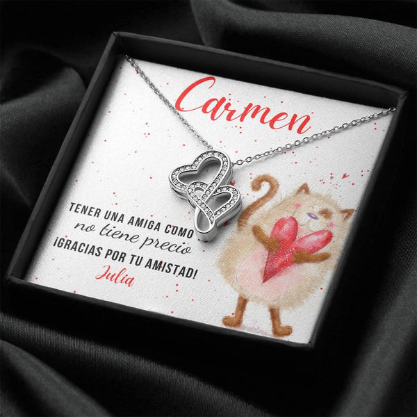 Este regalo es para esa Amiga Especial que siempre está para ti… Collar 2 corazones Dobles. Personaliza la tarjeta. Jewelry 
