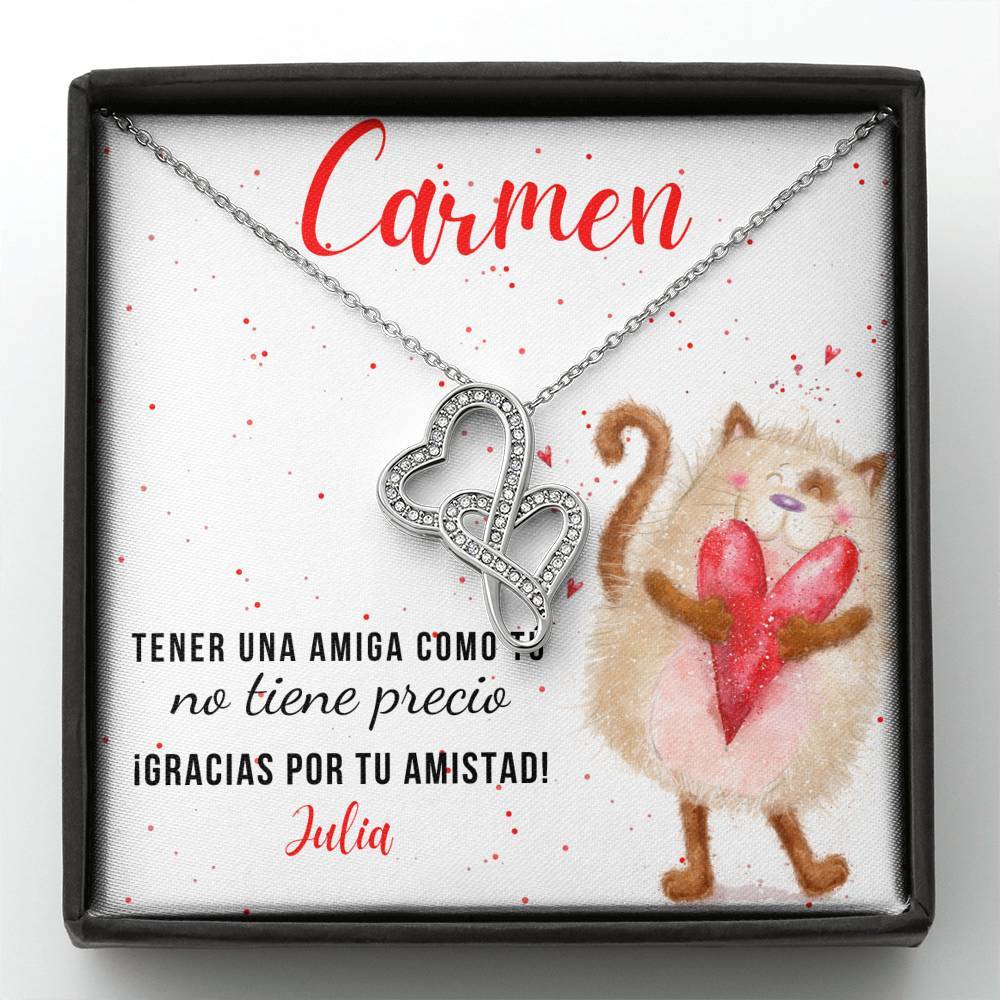 Este regalo es para esa Amiga Especial que siempre está para ti… Collar 2 corazones Dobles. Personaliza la tarjeta. Jewelry 