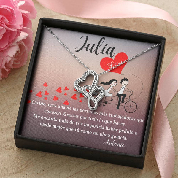 Este regalo es para tu alma gemela - Collar 2 corazones Dobles - Nuevo producto. Personaliza la tarjeta. Jewelry 
