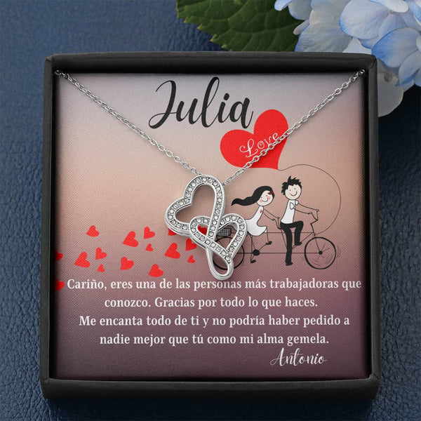 Este regalo es para tu alma gemela - Collar 2 corazones Dobles - Nuevo producto. Personaliza la tarjeta. Jewelry 