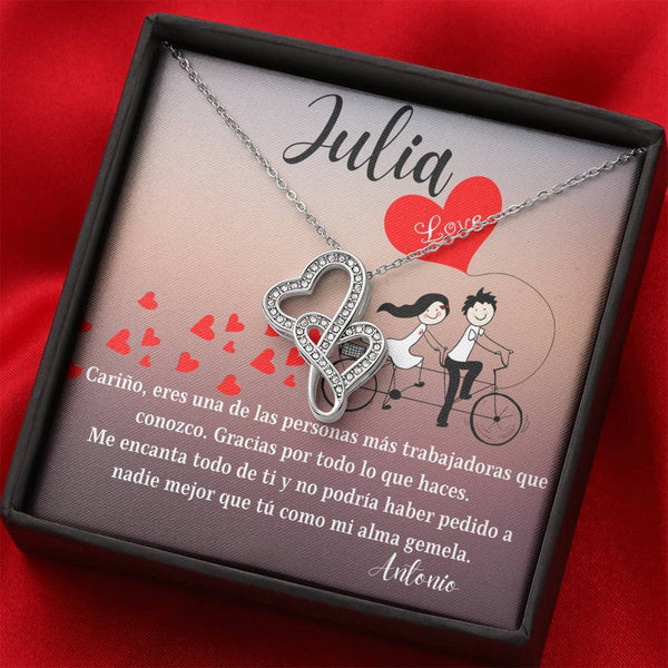 Este regalo es para tu alma gemela - Collar 2 corazones Dobles - Nuevo producto. Personaliza la tarjeta. Jewelry 