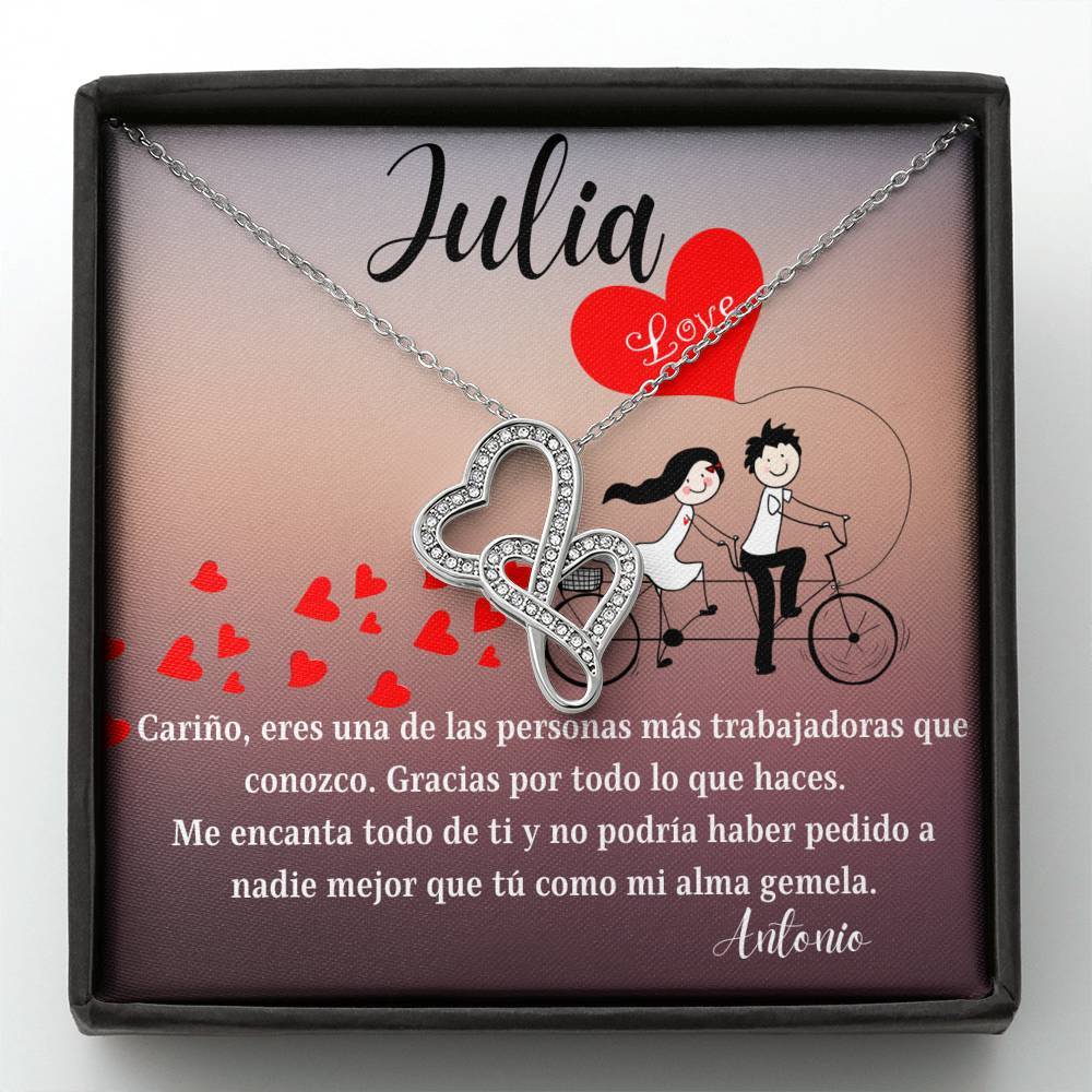Este regalo es para tu alma gemela - Collar 2 corazones Dobles - Nuevo producto. Personaliza la tarjeta. Jewelry 