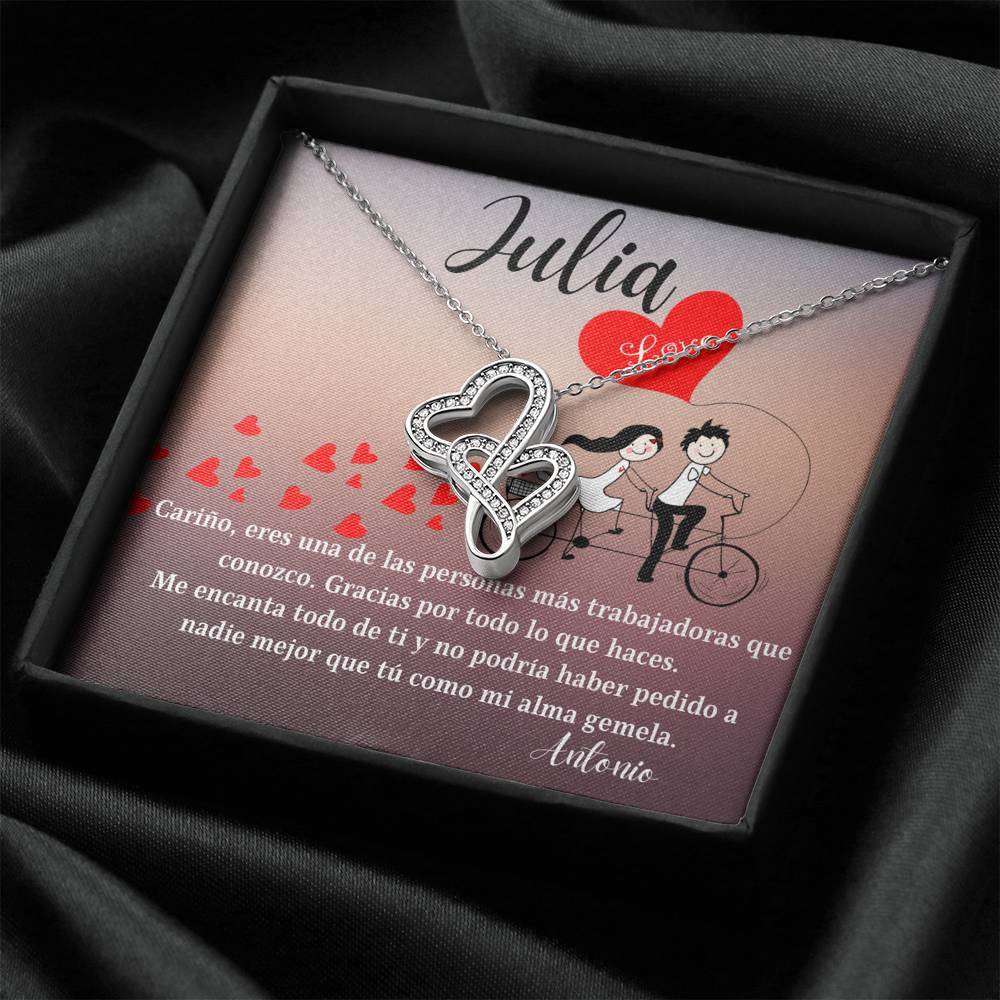 Este regalo es para tu alma gemela - Collar 2 corazones Dobles - Nuevo producto. Personaliza la tarjeta. Jewelry 