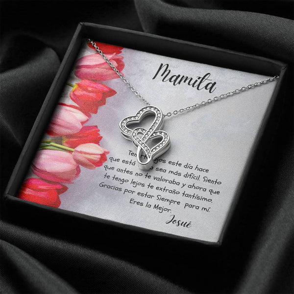 Este regalo es para tu mamá que está lejos hoy - Collar 2 corazones Dobles - Nuevo producto. Personaliza la tarjeta. Jewelry 