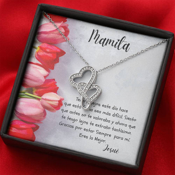 Este regalo es para tu mamá que está lejos hoy - Collar 2 corazones Dobles - Nuevo producto. Personaliza la tarjeta. Jewelry 