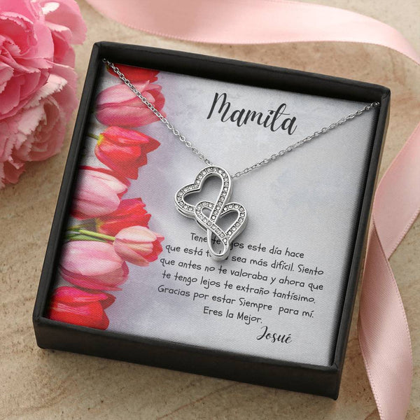 Este regalo es para tu mamá que está lejos hoy - Collar 2 corazones Dobles - Nuevo producto. Personaliza la tarjeta. Jewelry 