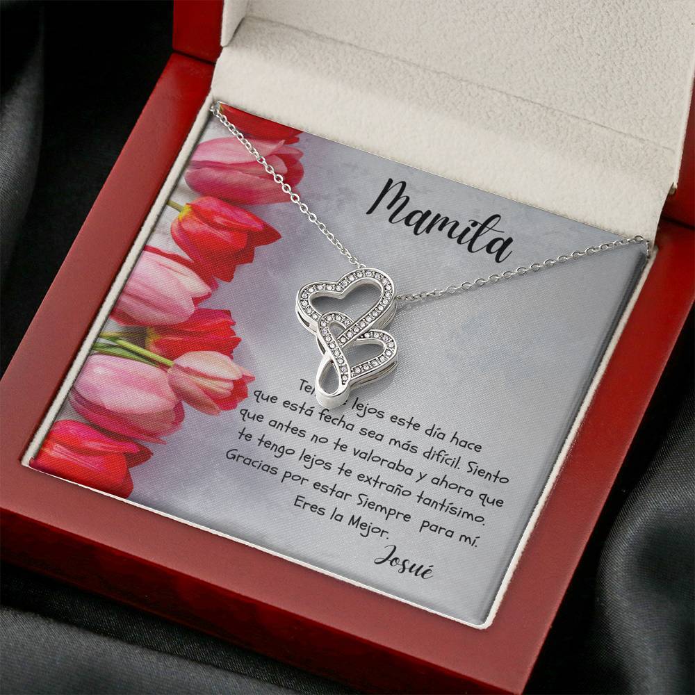 Este regalo es para tu mamá que está lejos hoy - Collar 2 corazones Dobles - Nuevo producto. Personaliza la tarjeta. Jewelry ShineOn Fulfillment 