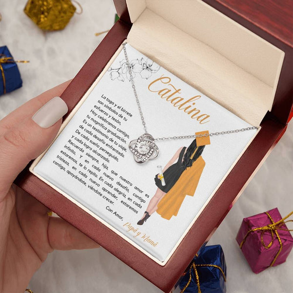 Eternamente Contigo: Un Nudo de Amor para Celebrar Tu Graduación Jewelry/LoveKnot Acabado en oro blanco de 14 k Luxury Box 