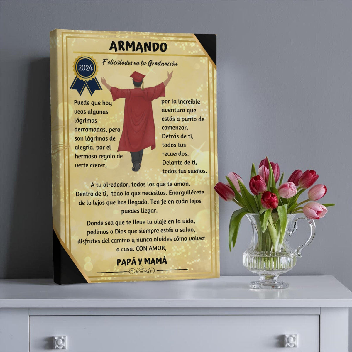 Eterniza el Orgullo y el Amor: El Regalo de Graduación Perfecto. Lienzo de graduación un reconocimiento para toda la vida Wall Art 16" x 24" BEST SELLER 