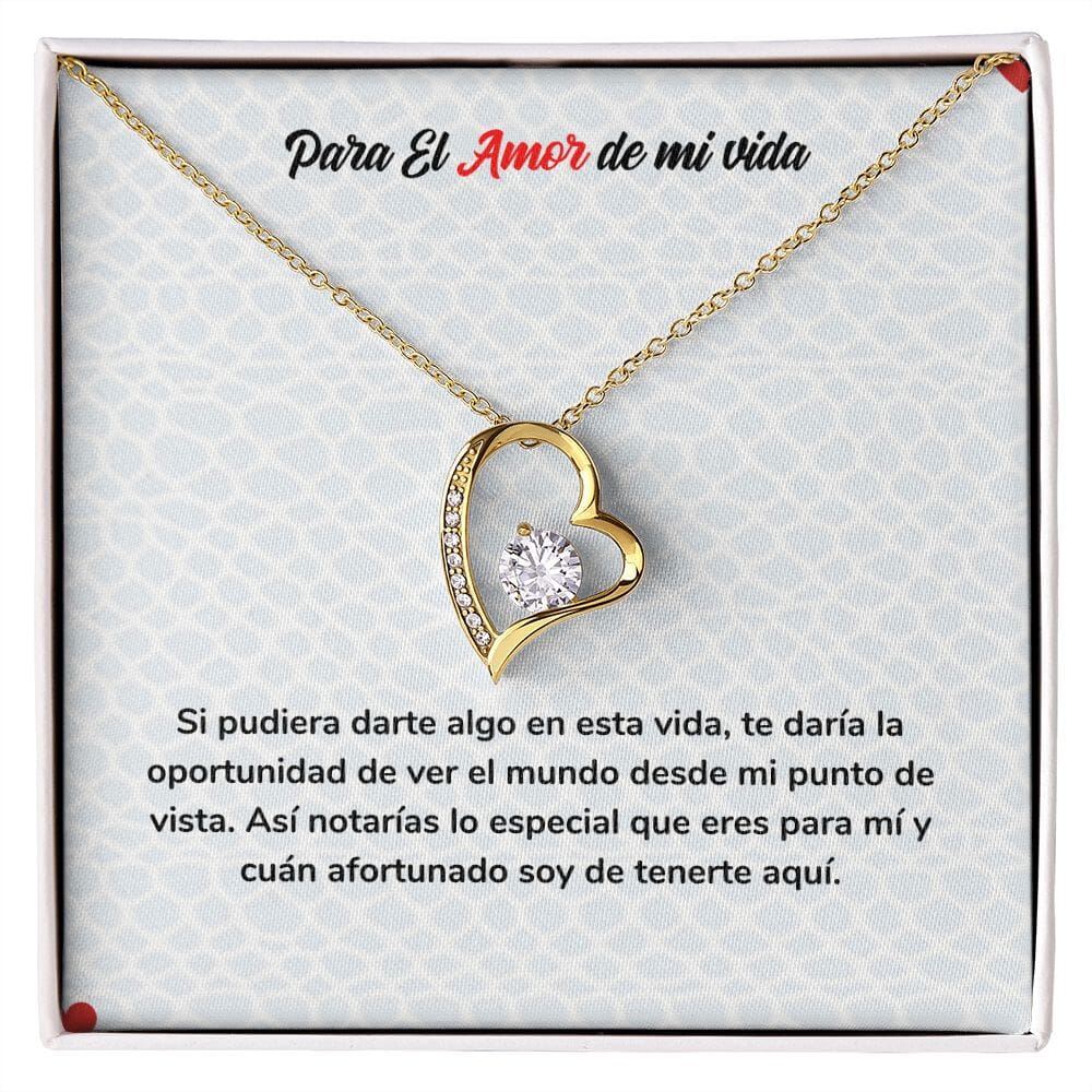 Eterno Amor - Collar Regalo de Amor para Siempre Jewelry Acabado en Oro Amarillo de 18 quilates. Cajita Estandard (Gratis) 