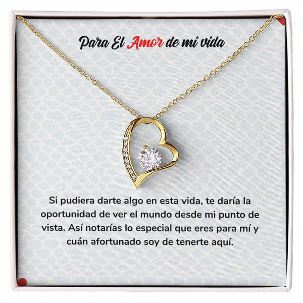 Eterno Amor - Collar Regalo de Amor para Siempre Jewelry Acabado en Oro Amarillo de 18 quilates. Cajita Estandard (Gratis) 
