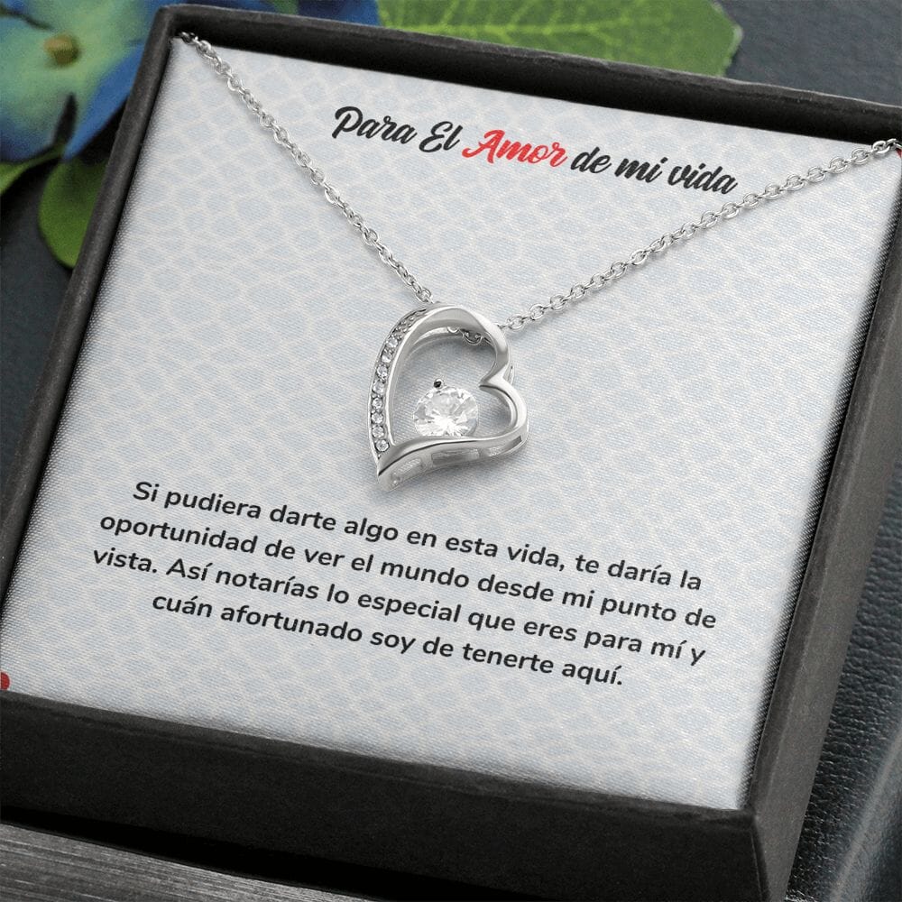 Eterno Amor - Collar Regalo de Amor para Siempre Jewelry Acabado en oro blanco de 14 k Cajita Estandard (Gratis) 