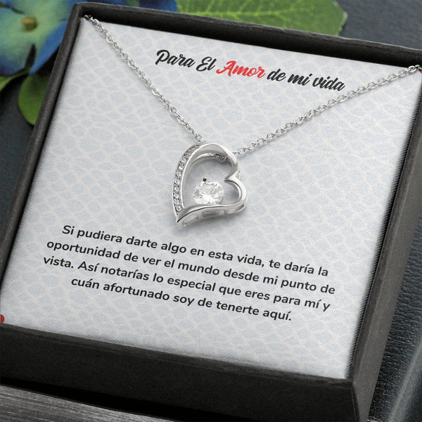 Eterno Amor - Collar Regalo de Amor para Siempre Jewelry Acabado en oro blanco de 14 k Cajita Estandard (Gratis) 