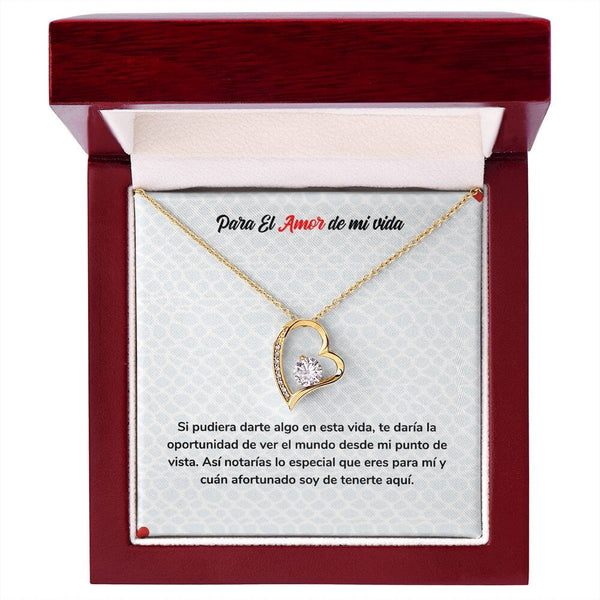 Eterno Amor - Collar Regalo de Amor para Siempre Jewelry ShineOn Fulfillment Acabado en Oro Amarillo de 18 quilates. Cajita de Lujo con Luz Led 