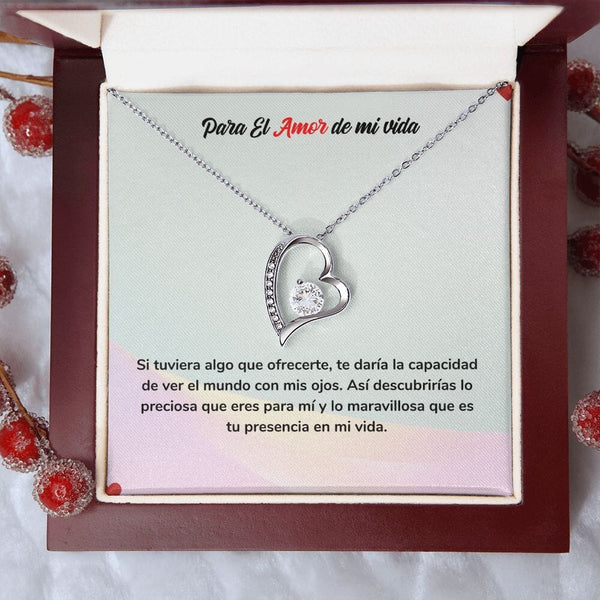 Eterno Amor - Collar Regalo para el Amor de mi Vida Jewelry ShineOn Fulfillment Acabado en oro blanco de 14 k Cajita de Lujo con Luz Led 