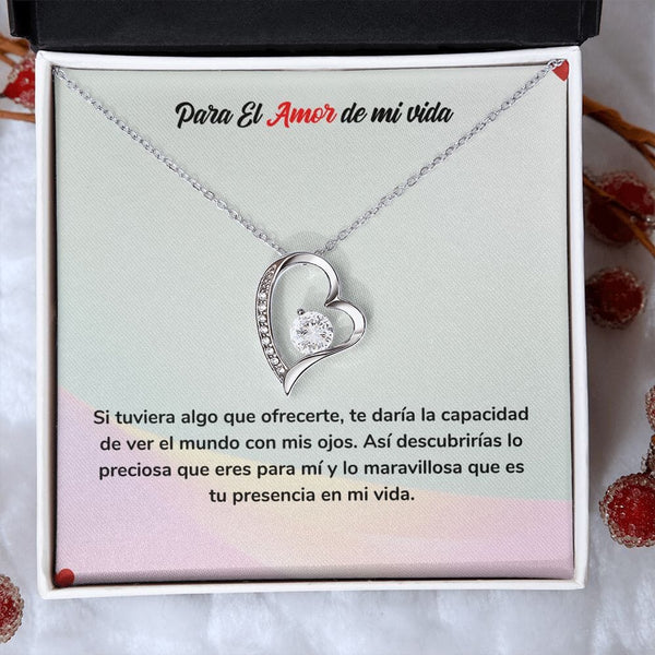 Eterno Amor - Collar Regalo para el Amor de mi Vida Jewelry Acabado en oro blanco de 14 k Cajita Estandard (Gratis) 