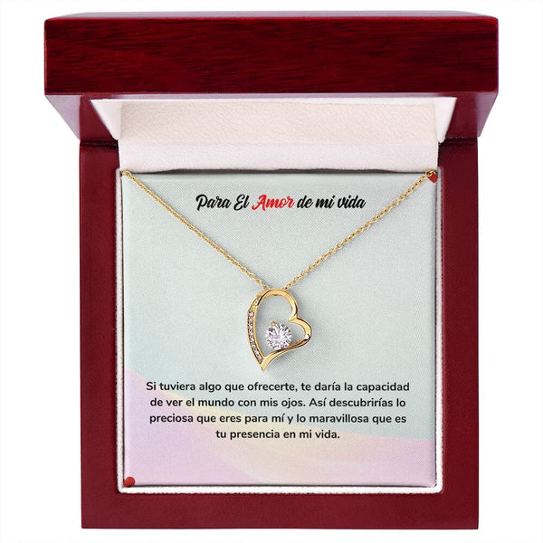 Eterno Amor - Collar Regalo para el Amor de mi Vida Jewelry ShineOn Fulfillment Acabado en Oro Amarillo de 18 quilates. Cajita de Lujo con Luz Led 