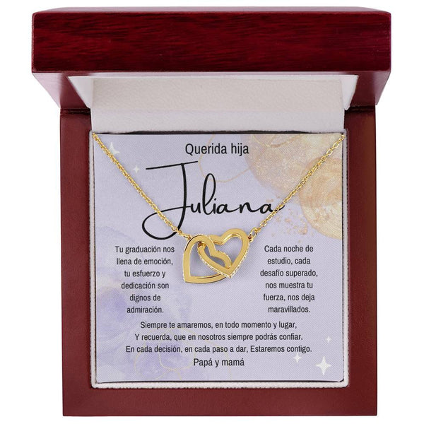 (Para Ella) Eterno Vínculo: Collar de Corazones para una Graduación Inolvidable Jewelry/InterlockingHearts Acabado en Oro Amarillo de 18 quilates Luxury Box 
