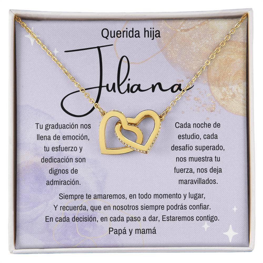 (Para Ella) Eterno Vínculo: Collar de Corazones para una Graduación Inolvidable Jewelry/InterlockingHearts Acabado en Oro Amarillo de 18 quilates Standard Box 