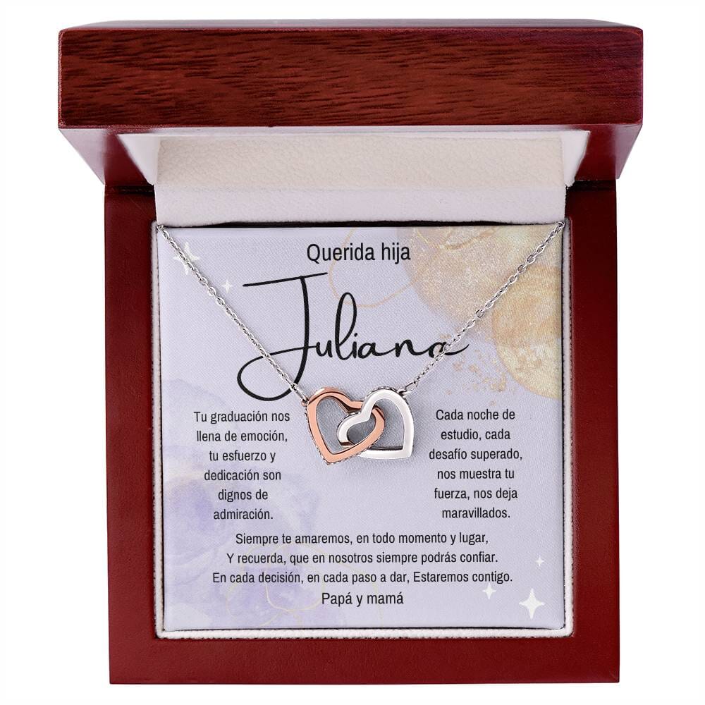 (Para Ella) Eterno Vínculo: Collar de Corazones para una Graduación Inolvidable Jewelry/InterlockingHearts Acero Inoxidable Pulido &amp; Acabado en Oro Rosa. Luxury Box 