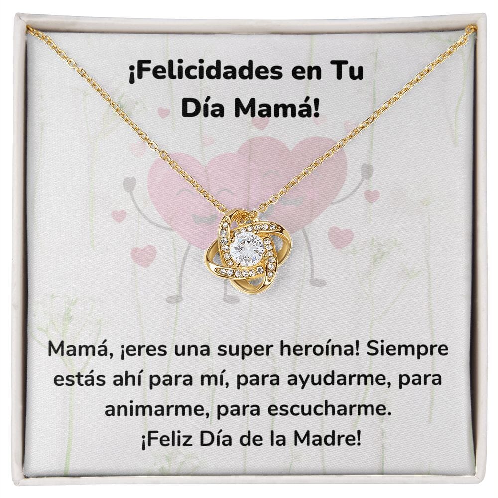 ¡Felicidades en Tu Día Mamá! Collar Para Mamá Nudo de Amor (LoveKnot) Jewelry ShineOn Fulfillment Acabado en Oro Amarillo de 18 quilates Cajita Estándar (GRATIS) 