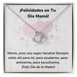 ¡Felicidades en Tu Día Mamá! Collar Para Mamá Nudo de Amor (LoveKnot) Jewelry ShineOn Fulfillment Acabado en oro blanco de 14 k Cajita Estándar (GRATIS) 