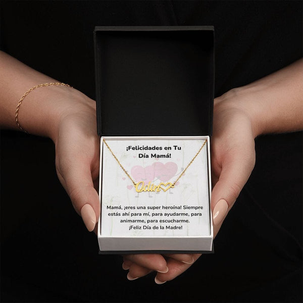 ¡Felicidades en Tu Día Mamá! - Collar Personalizado Con Nombre Corazón - Mamá Jewelry/NameNecklaceHeart ShineOn Fulfillment <p>Acabado en Oro Amarillo de 18 quilates</p> Standard Box 