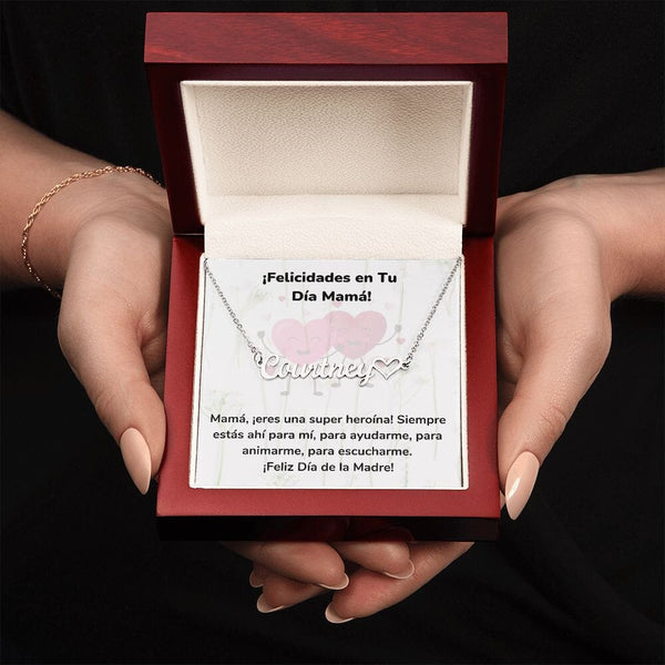 ¡Felicidades en Tu Día Mamá! - Collar Personalizado Con Nombre Corazón - Mamá Jewelry/NameNecklaceHeart ShineOn Fulfillment Acero inoxidable pulido Luxury Box 