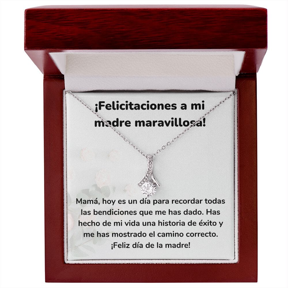 ¡Felicitaciones a mi madre maravillosa! Collar Belleza Seductora (Alluring Beauty) Para Mamá Jewelry ShineOn Fulfillment Acabado en oro blanco de 14 k Luxury Box 