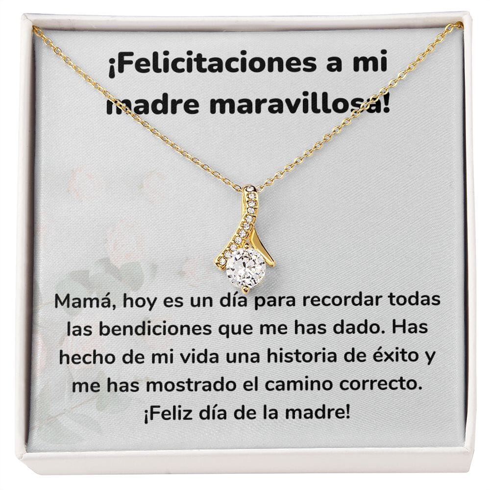 ¡Felicitaciones a mi madre maravillosa! Collar Belleza Seductora (Alluring Beauty) Para Mamá Jewelry/AlluringBeauty Acabado en Oro Amarillo de 18 quilates Standard Box 