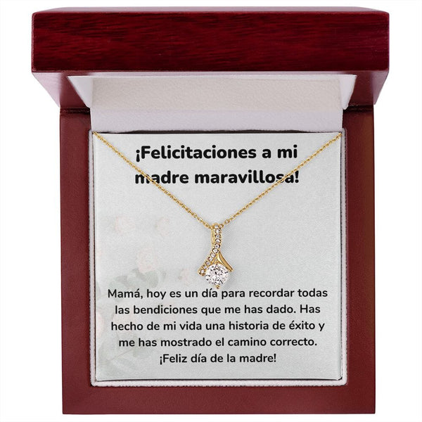 ¡Felicitaciones a mi madre maravillosa! Collar Belleza Seductora (Alluring Beauty) Para Mamá Jewelry/AlluringBeauty Acabado en Oro Amarillo de 18 quilates Luxury Box 