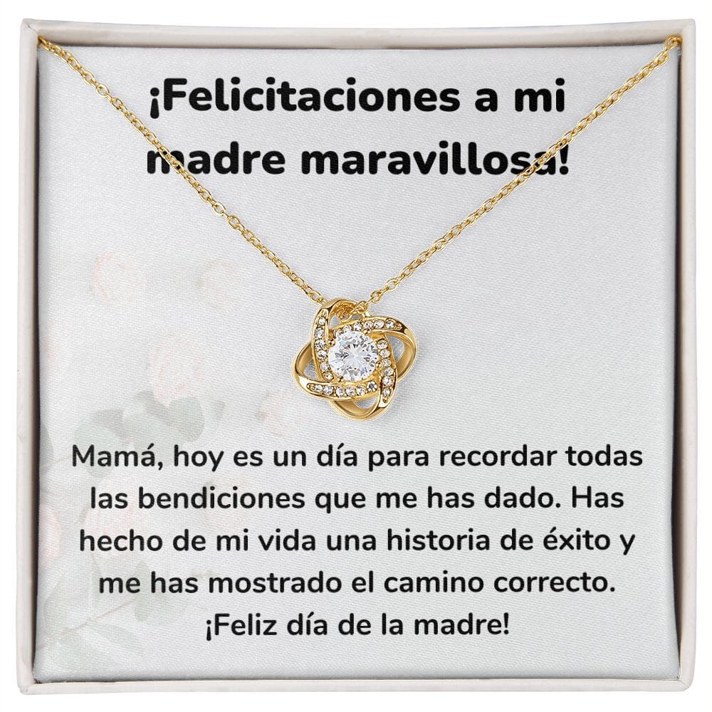 ¡Felicitaciones a mi madre maravillosa! Collar Para Mamá Nudo de Amor (LoveKnot) Jewelry ShineOn Fulfillment Acabado en Oro Amarillo de 18 quilates Cajita Estándar (GRATIS) 