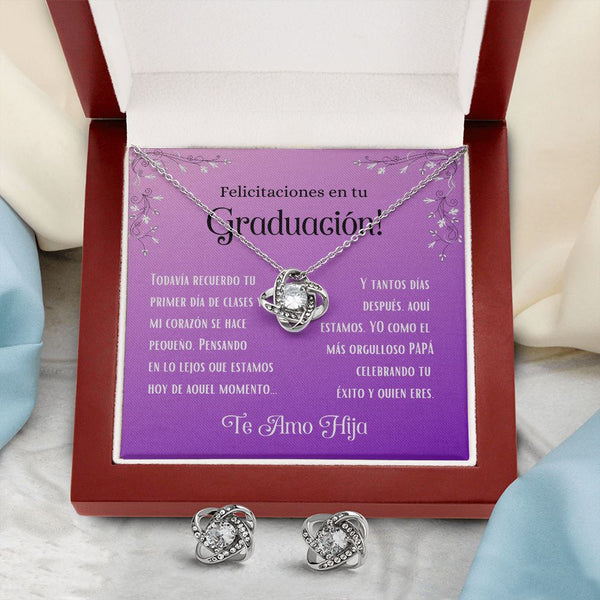 Felicitaciones en tu Graduación - De Papá - ¡Conjunto de aretes y collar Love Knot! Jewelry/LoveKnot 