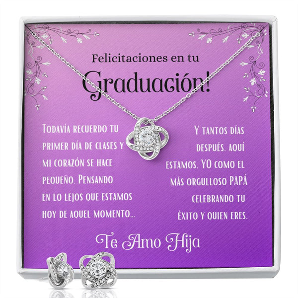Felicitaciones en tu Graduación - De Papá - ¡Conjunto de aretes y collar Love Knot! Jewelry ShineOn Fulfillment 