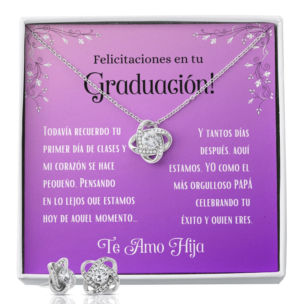 Felicitaciones en tu Graduación - De Papá - ¡Conjunto de aretes y collar Love Knot! Jewelry/LoveKnot 