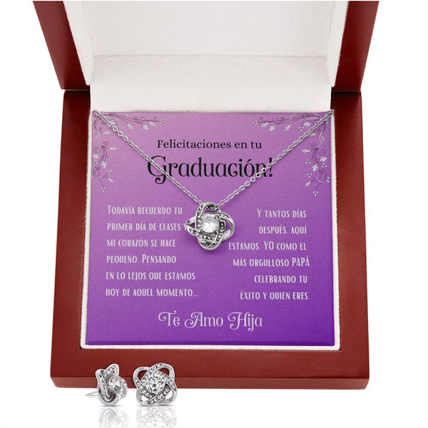 Felicitaciones en tu Graduación - De Papá - ¡Conjunto de aretes y collar Love Knot! Jewelry/LoveKnot 